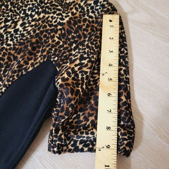 Michael Kors Cheetah Print Panel Dress Sz 6 S- Ponte Knit- Leopard - Black Brown - Picture 9 of 14